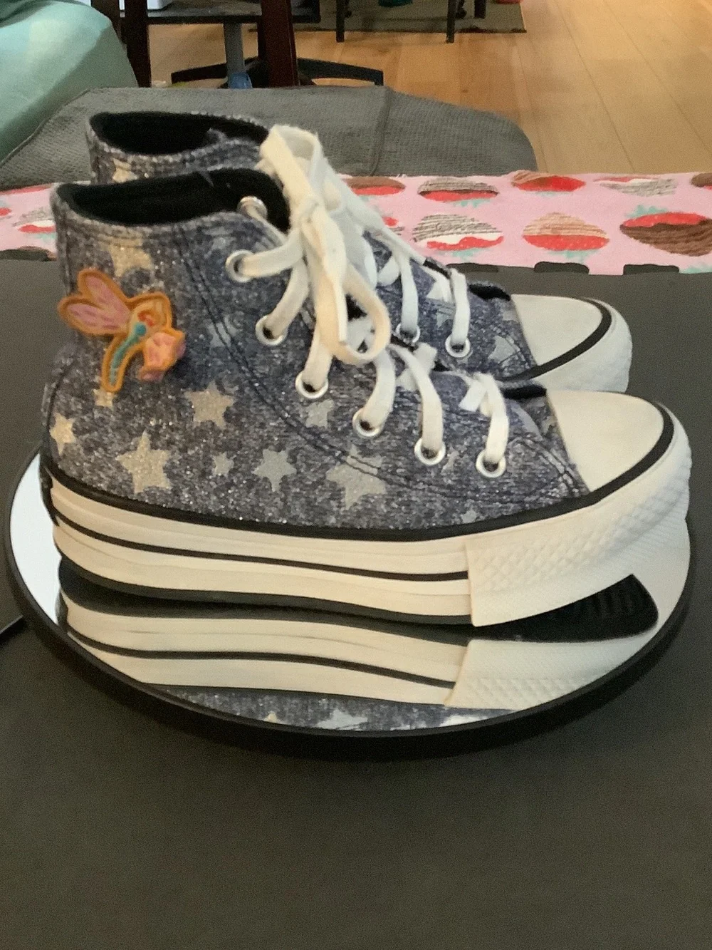 Hard to find: Converse Kids High-Top Star Print Sneakers with Butterfly Patch